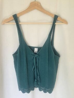 Old Navy Teal Crochet Tie-Front Tank